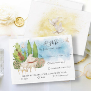 Elegant Piano Violin Dves Summer Bröllop OSA Kort
