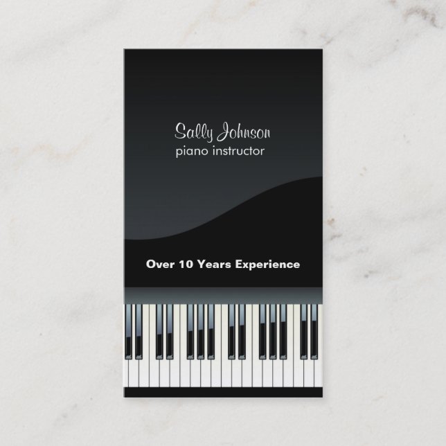 Elegant pianoinstruktör visitkort (Framsida)
