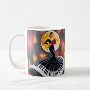 Elegant Pianomusik Kvinnlig Konst Design Kaffemugg