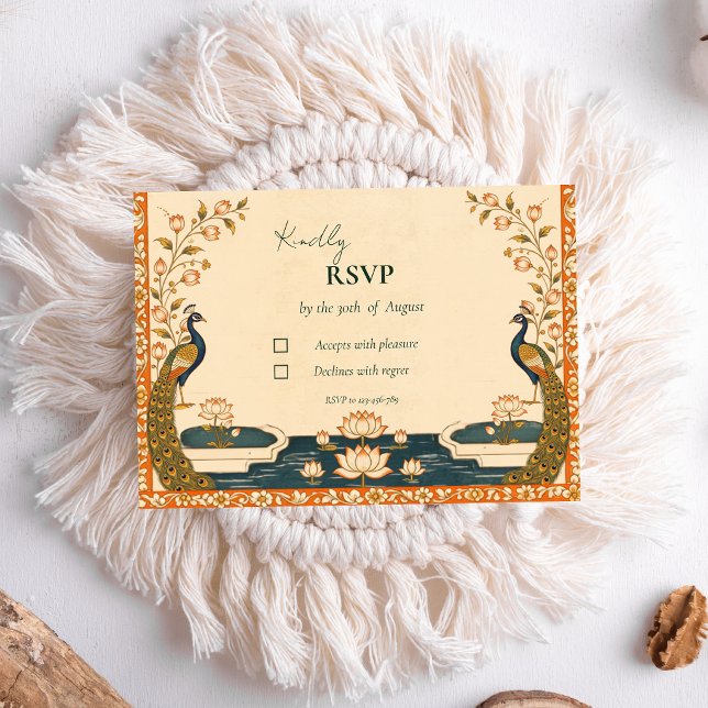 Elegant Pichwai indisk bröllops-RSVP-kort OSA Kort (Skapare uppladdad)
