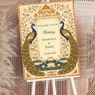 Elegant Pichwai indisk bröllopsskylt Poster