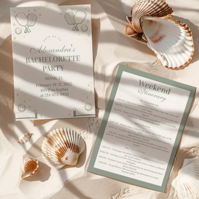 Elegant Pickleball Club Bachelorette Party Inbjudningar (Skapare uppladdad)