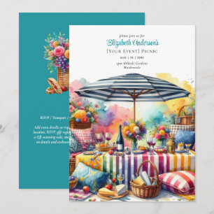 Elegant Picnic Party Birthday Pension ANY-händelse Inbjudningar