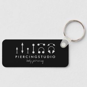 Elegant Piercing Tattoo Studio Svart Nyckelring