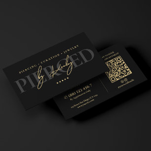 Elegant piercingartist smyckestudio svart visitkort