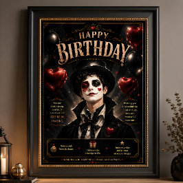 Elegant Pierrot Svart och Vitt Poster