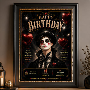 Elegant Pierrot Svart och Vitt Poster