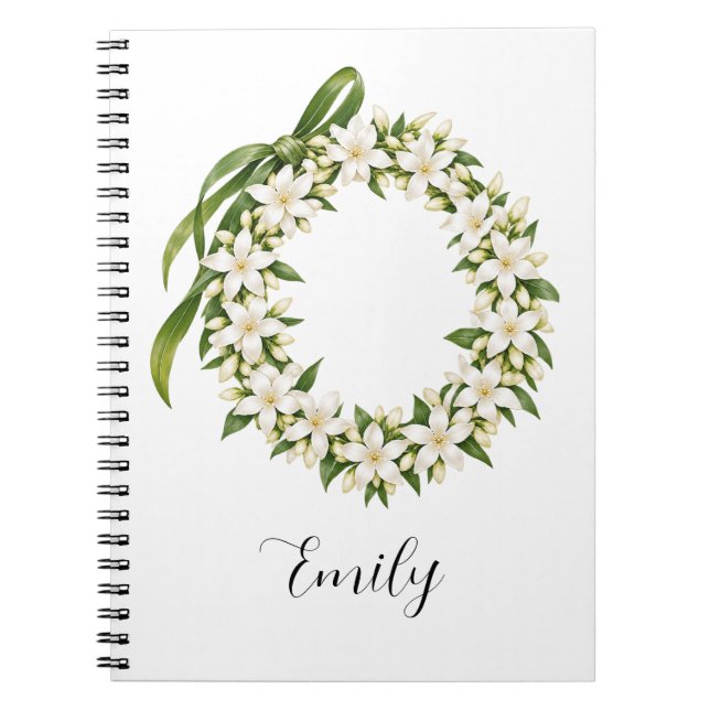 Elegant Pikake Lei Notebook Anteckningsbok (Framsidan)