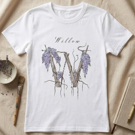 Elegant pilträdsvisteria 'W' monogram blomsterkons T Shirt