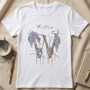 Elegant pilträdsvisteria 'W' monogram blomsterkons T Shirt