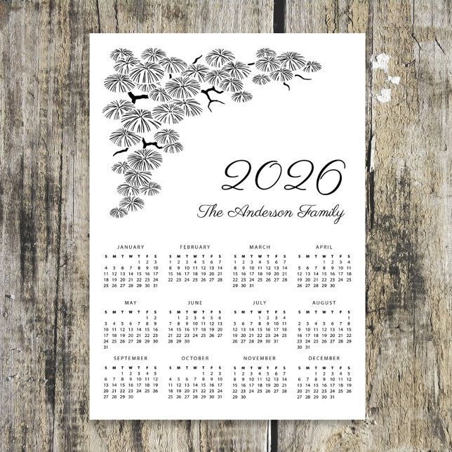 Elegant Pine Branch Botanical Calendar 2026 (Skapare uppladdad)