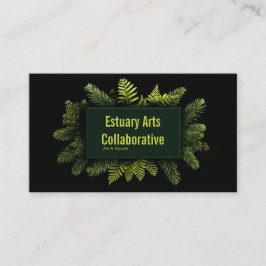 Elegant Pine Fern Evergreen Black Botanical Visitkort