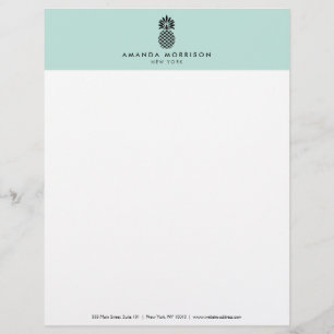 Elegant Pineapple Luxury Boutique Mint Brevhuvud
