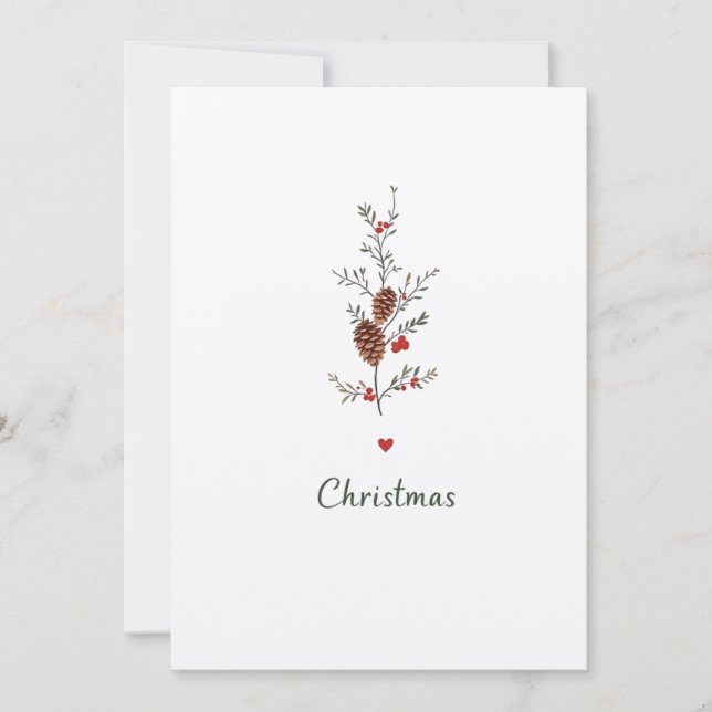Elegant Pinecone & Holly Card Inbjudningar (Framsida)