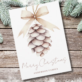 Elegant Pinecone Watercolor-jul Julkort