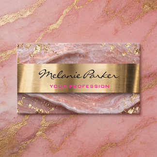 Elegant pink agate marble metallic  visitkort