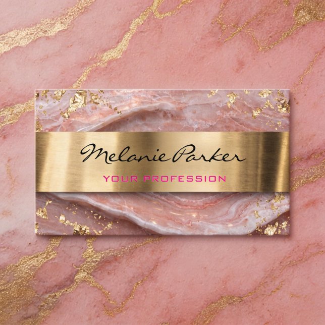 Elegant pink agate marble metallic  visitkort (Skapare uppladdad)