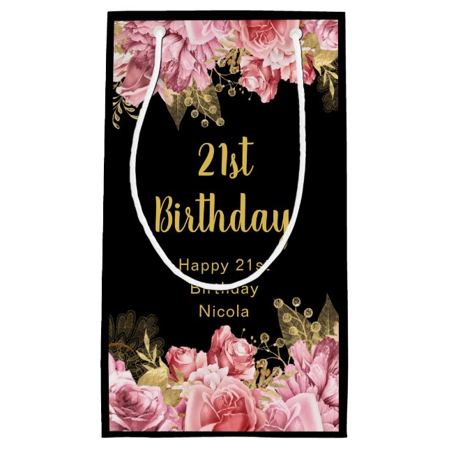 Elegant Pink and Gold Flowers Birthday (Framsidan)