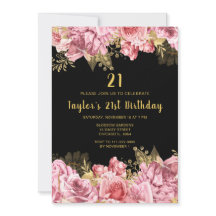 Elegant Pink and Gold Flowers Birthday Party