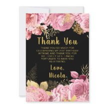 Elegant Pink and Gold Flowers Birthday Party