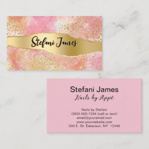 Elegant Pink and Gold Foil Leopard Visitkort