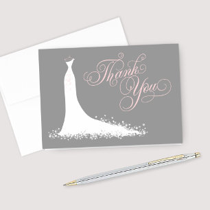 Elegant Pink and Gray Wedding Gown Bridal Shower Tack Kort