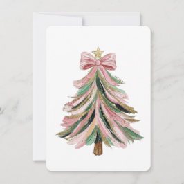 Elegant Pink and Green Brushstroke Christmas Inbjudningar