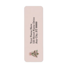Elegant Pink and Green Brushstroke Christmas Returadress Etikett