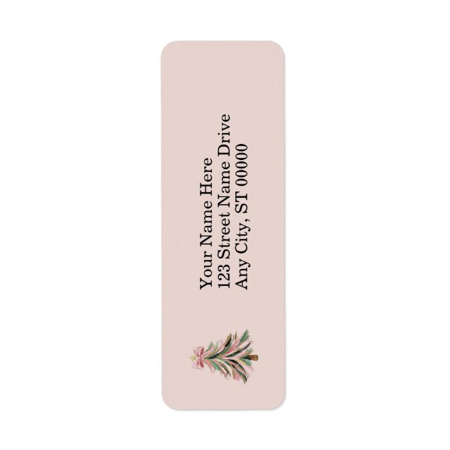 Elegant Pink and Green Brushstroke Christmas Returadress Etikett (Framsidan)