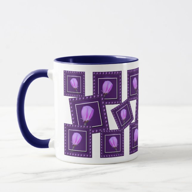 Elegant Pink and Purple Spring Blossom Floral Mugg (Vänster)