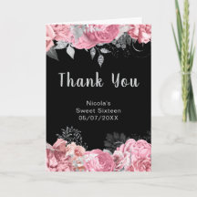 Elegant Pink and Silver Flowers Sweet Sixteen