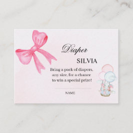 Elegant Pink Baby Shower Diaper Raffle Card – Girl Tilläggskort