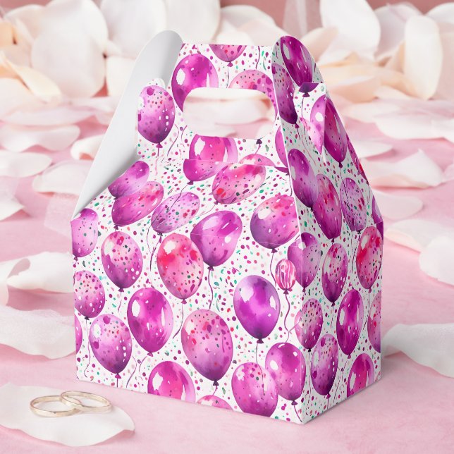Elegant Pink Balloon Pattern Party Favor Box Presentaskar (Bröllop)