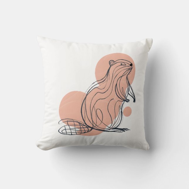 Elegant Pink Beaver for Kids | Premium Minimalist  Kudde (Framsida)