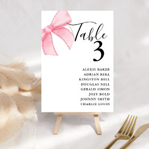 Elegant Pink Blush Ribbon Bridal duschbröllop Bordsnummer