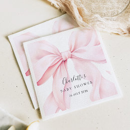 Elegant Pink Bow Baby Bridal Shower Pappersservett