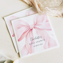  Elegant Pink Bow Baby Bridal Shower Pappersservett
