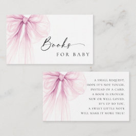 Elegant Pink Bow Baby Shower Books for Baby Tilläggskort