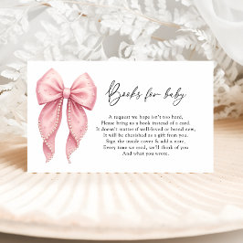 Elegant Pink Bow Baby Shower Books For Baby Tilläggskort