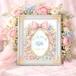 Elegant Pink Bow Baby Shower Cards and Gifts Poster