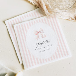 Elegant Pink Bow Baby Shower Paper Napkin Pappersservett