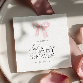 Elegant Pink Bow Baby Shower  Pappersservett