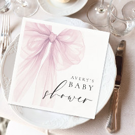 Elegant Pink Bow Baby Shower Pappersservett