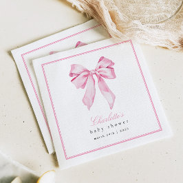 Elegant Pink Bow Baby Shower  Pappersservett