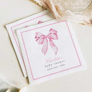 Elegant Pink Bow Baby Shower  Pappersservett