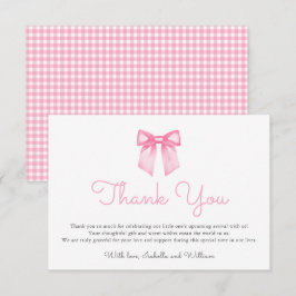 Elegant Pink Bow Baby Shower Tack Kort