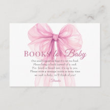 Elegant Pink Bow Books for Baby Request Card