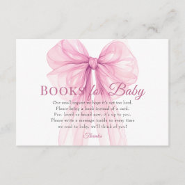 Elegant Pink Bow Books for Baby Request Card Tilläggskort