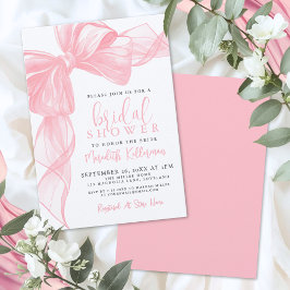 Elegant Pink Bow Bridal Shower Inbjudningar