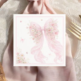 Elegant Pink Bow Butterfly Baby Shower Pappersservett